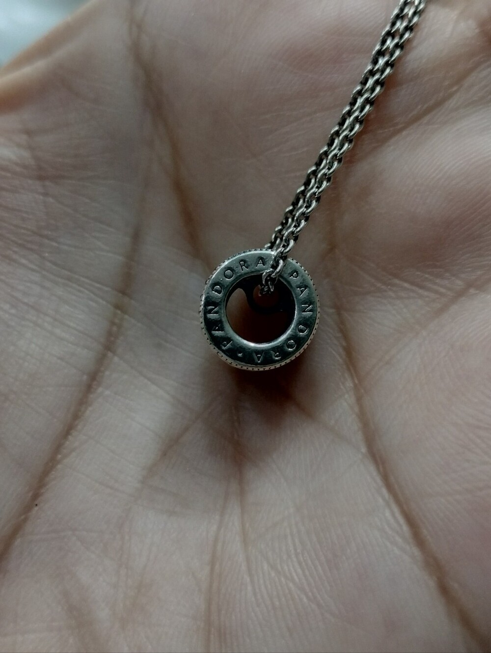 Pandora Silver Ring Logo Pendant Necklace - Silver